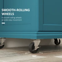 HOMCOM Kitchen Island with Wheels, Rolling Kitchen Island with Storage, Stainless Steel Countertop for Dining Room, Blue(m-6)