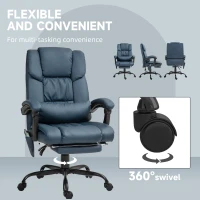 Vinsetto Massage Office Chair with 6 Vibrating Points, High Back Reclining Office Chair with Footrest and Remote, Blue(m-9)