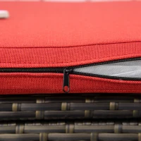 Outsunny 29 Gallon Patio Wicker Storage Bench, Outdoor PE Rattan Patio Furniture, 2-In-1 Large Capacity Rectangle Garden Storage Box with Handles and Cushion, Red(m-8)