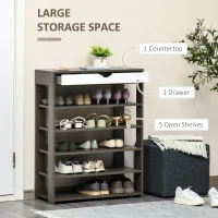 HOMCOM Shoe Rack, Free Standing Shoe Cabinet with Drawer and 5-tier Storage Shelf, Shoe Storage Organizer for Entryway, Grey(m-4)