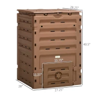 Outsunny Garden Compost Bin, 120 Gallon (450L) Garden Composter, BPA Free, with 80 Vents and 2 Sliding Doors, Lightweight & Sturdy, Fast Creation of Fertile Soil, Brown(m-3)