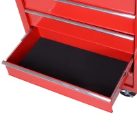 HOMCOM 5 Drawer Roller Tool Chest, Mobile Lockable Toolbox, Storage Organizer with Handle for Workshop Mechanics Garage, Red(m-7)