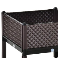 Outsunny Set of 2 Plastic Raised Garden Bed, Planter Box, Flower Vegetables Planting Container with Self-Watering Design and Drainage Holes for Patio Balcony(m-10)