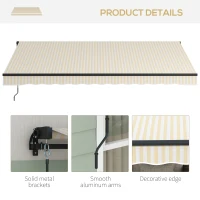 Outsunny 13' x 10' Retractable Awning, 280gsm UV Resistant Sunshade Shelter for Deck, Balcony, Yard, Beige and White(m-8)
