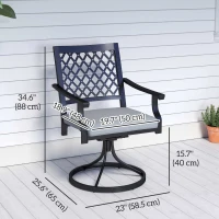 Outsunny Outdoor Patio Chairs Set of 2, Metal Swivel Rocker Chairs with Cushion and Armrests for Backyard, Garden, Patio(m-3)