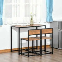 HOMCOM 3-Piece Industrial Dining Table Set for 2, Kitchen Table and Chairs, Dining Room Sets for Small Spaces, Rustic Brown(m-10)