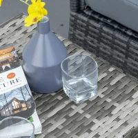 Outsunny 18" Rattan Coffee Table Outdoor Side Table Patio Wicker Furniture, Small Square with All-Weather PE for Garden, Balcony, Backyard, Poolside, Grey(m-9)