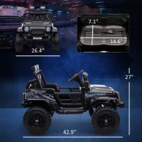 Qaba 12V Ride on Car, Ride on Truck w/ Remote, 4 Suspension Wheels, 3 MPH Max Speed, Music, Horn & Lights, Black(m-3)