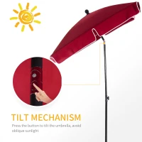 Outsunny 6.5x4ft Rectangle Patio Umbrella Aluminum Tilt Adjustable Garden Parasol Sun Shade Outdoor Canopy Red(m-4)