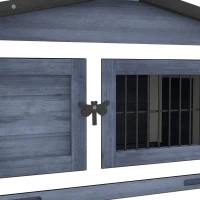 PawHut 2 Level 59" Outdoor Rabbit Hutch with Openable Top, Dark Gray(m-9)