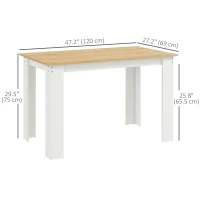 HOMCOM 47" Kitchen Table for 4-6 People, Dining Table with Wood Effect for Dining Room, Oak(m-3)