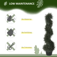 Outsunny 35.5" Topiary Trees Artificial Faux Fakes Spiral Plant Green Cedar Tree Indoor Decor with Nursery Pot(m-6)
