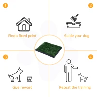 PawHut Dog Grass Pad with Tray, Artificial Grass for Dogs, Doggy Bathroom Toilet Potty Tray Indoor Outdoor Puppy Potty Training (51 x 63 CM)(m-4)