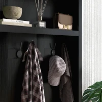 HOMCOM Hall Tree, Entryway Bench with Coat Rack, Black(m-8)