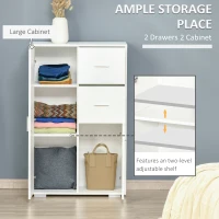 HOMCOM Storage Cabinet with 2 Drawers and 2 Cabinet Free Standing, Kitchen Cabinet Sideboard Buffet Table for Living Room, White(m-4)