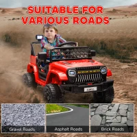 Qaba 12V Ride on Truck, Electric Car for Kids with Remote Control, Suspension, 3 Speeds, USB Music Headlights, Red(m-6)