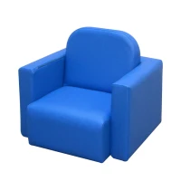 Qaba Kids Sofa, 2-in-1 Multi-Functional Toddler Table and Chair, Children Armchair Sturdy Couch for 3-9 Years Old, Blue(m-11)