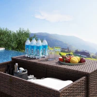 Outsunny Outdoor Storage Cabinet, Waterproof PE Rattan Cabinet with Drawer for Indoor, Outdoor Swimming Pool, Mixed Brown(m-7)
