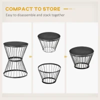 Outsunny 16" Steel Patio Side Table, Garden End Table with Hourglass Design, Accent Table for Outdoor and Indoor Use, Distressed Black(m-5)
