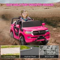Qaba 12V Toyota LAND CRUISER Licensed Kids Car w Remote Control, Four Wheel Spring Suspension, Soft Start, LED Light, Pink(m-7)
