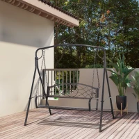 Outsunny 2 Seater Porch Swing Chair, Weather Resistant Outdoor Swing Seat with Metal Frame for Garden, Backyard, Lawn, Black(m-6)