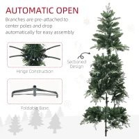 HOMCOM 6ft Flocked Christmas Tree, Artificial Christmas Tree with 850 Branch Tips, Metal Base, Automatic Open, Green(m-6)