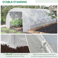 Outsunny 20' x 10' x 6' Outdoor Walk-in Greenhouse, Steel Frame Tunnel Greenhouse, Hot Green House with 12 Roll-Up Windows and Door for Garden and Vegetables, White(m-6)