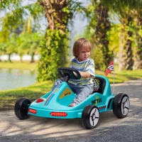 Qaba 6V Electric Go Kart for Aged 3-5 Kids with Music, Light, Horn, Blue(m-1)