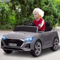 Qaba Audi Q8 e-tron Sportback Licensed 12V Battery Powered Kids Electric Car w/ Spring Suspension, Soft Start, Gray(m-2)