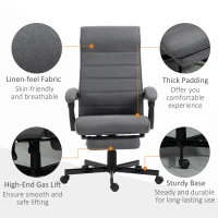 Vinsetto Computer Desk Chair, High-Back Office Chair, Reclining Chair with Adjustable Height, Footrest and Swivel Wheels, Grey(m-7)