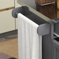 HOMCOM Kitchen Island on Wheels, Rolling Kitchen Cart with Stainless Steel Countertop, Drawer, Towel Rack and Spice Rack, Utility Storage Trolley, Gray(m-9)