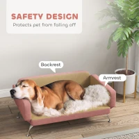 PawHut Dog Sofa Bed w/ Adjustable Armrest & Backrest for Small, Medium & Large Dogs, Pink(m-6)