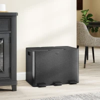 HOMCOM Triple Garbage Bin, Soft-Close Trash Can with Foot Pedal, 3 x 20 Liter Garbage Can with Removable Inner Buckets, Black(m-8)