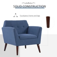 HOMCOM Traditional Living Room Chair, Armchair with Button Tufted Polygonal Straight Back, Single Sofa with Thick Padding, Blue(m-4)