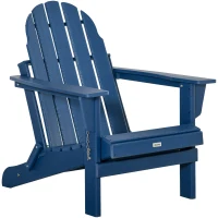 Outsunny Folding Adirondack Chair, HDPE Fire Pit Chair, Weather Resistant Outdoor Chair for Patio, Garden, Backyard, Lawn, Blue(m-1)