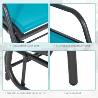 Outsunny Outdoor Glider Chair, Steel Swing Chai with Curved Armrests for Porch, Garden, Poolside, Balcony, Blue(m-7)