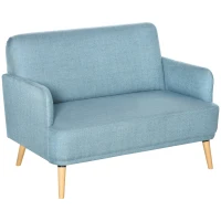 HOMCOM 48" Loveseat Sofa for Bedroom, Modern Love Seats Furniture, Upholstered Small Couch for Small Spaces, Blue(m-11)