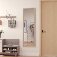 HOMCOM Floor Standing Mirror, Full Body Mirror, Free Standing, Leaning or Wall Mirror with Frame for Bedroom, Silver(m-8)
