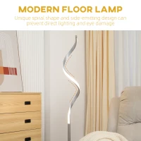 HOMCOM Modern Spiral Floor Lamp, LED Standing Lamp Warm White with Square Base and Foot Switch for Living Room, Bedroom, Set of 2, Silver(m-4)