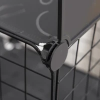 PawHut 40 Pcs Small Animal Cage Bunny Hutch Portable Metal Wire with Ramps for Kitten Rabbit, Black(m-10)