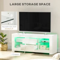 HOMCOM TV Stand with LED Lights for TVs up to 55", TV Cabinet with Storage Shelves and Drawers, 47.2"x15.7"x19.7", White(m-5)