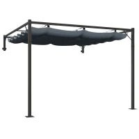Outsunny Metal Pergola with Retractable Roof, 10' x 10' Wall Mounted Outdoor Gazebo Sun Shade Shelter(m-11)