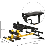 Soozier 3-in-1 Squat Machine w/ Resistance Bands, Adjustable Padded Bench & Leg Exerciser, Squats, Push Up, Sit Up for Home, Office, Gym Fitness Equipment, Yellow(m-3)