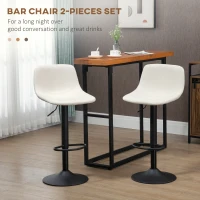 HOMCOM Adjustable Bar Stools, Swivel Bar Height Chairs Barstools Padded with Back for Kitchen, Counter, and Home Bar, Set of 4, Cream White(m-4)