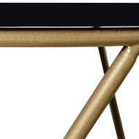 HOMCOM 17" Round Sofa Side Table, Wood Top End Table, Accent Coffee Table with Metal Leg for Living Room, Bedroom, Black and Gold(m-9)