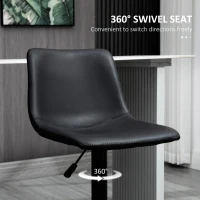 HOMCOM Adjustable Counter Height Bar Stools Set of 2, 360° Swivel Kitchen Counter Stools Dining Chairs with Backs, Vintage Leather, Retro Grey(m-6)