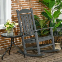 Outsunny HDPE Porch Rocker Chair, Outdoor Rocking Chair with High Back, Arms, Slatted Design, for Indoor and Outdoor, Dark Gray(m-10)