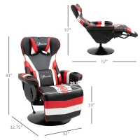 Vinsetto Racing Style Video Gaming Recliner Chair Padded Office Seat with Reclining Backrest and Footrest, Headrest, Lumbar Support, Round Metal Base, Cup Holder for Black and Red(m-3)
