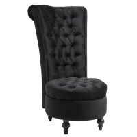 HOMCOM Retro High Back Armless Royal Accent Chair Fabric Upholstered Tufted Seat for Living Room, Dining Room and Bedroom, Black(m-1)