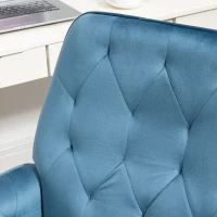 Vinsetto Velvet Home Office Chair, Tufted Height Adjustable Computer Desk Chair with Swivel Wheels and Padded Armrests, Blue(m-8)